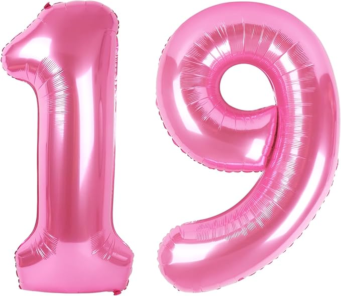 number pink 19 balloon