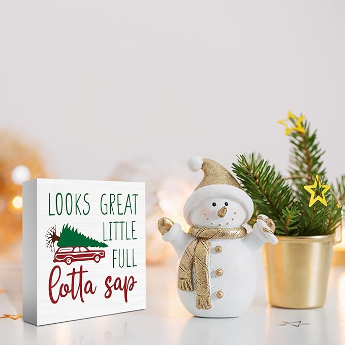 Christmas Vacation Decorations, Christmas Holiday Decor, Merry Xmas Vacation Decor for Home Bathroom, Funny Xmas Holiday Decorations for Table 5 X 5 Inch