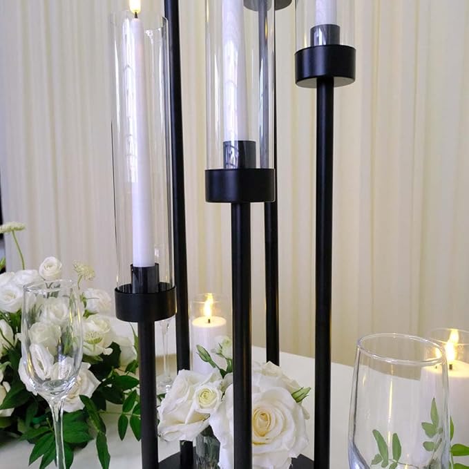 42.5inch 1pc Black Candelabra Centerpieces for Tables 5 Arms Wedding centerpieces for Decorations