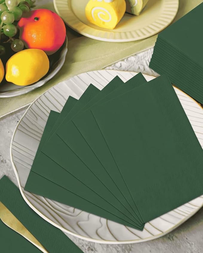 qiqee Christmas Green Paper Napkins 13 * 16inch Guest Paper Disposable Towels Napkin Paper Hand Towels for Wedding, Dinner, Birthday Party, Dessert Cocktail & Kitchen Napkins( 120 Count)