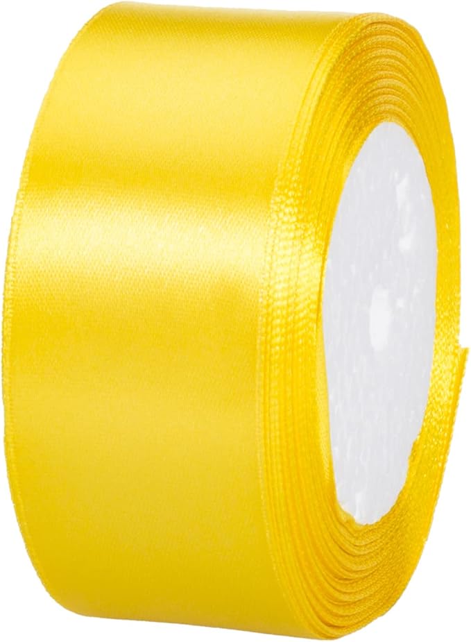 ATRBB 25 Yards 1-1/2 inch Wide Satin Ribbon Perfect for Wedding,Handmade Bows and Gift Wrapping(Yellow)