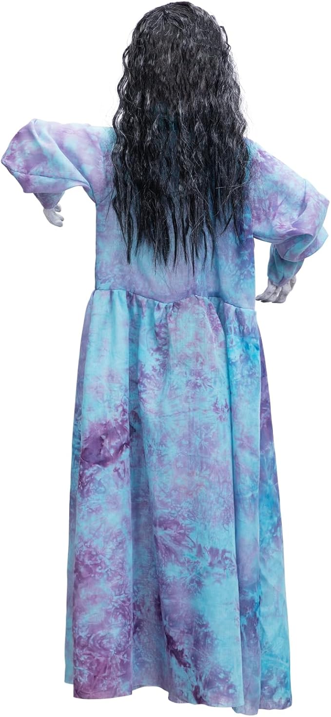 HollyHOME Halloween Hanging Ghost Girl with Glowing Eyes, Creepy Sound and Shaking Body Halloween Decorations Outdoor Scary Haunted House Prop 43’’