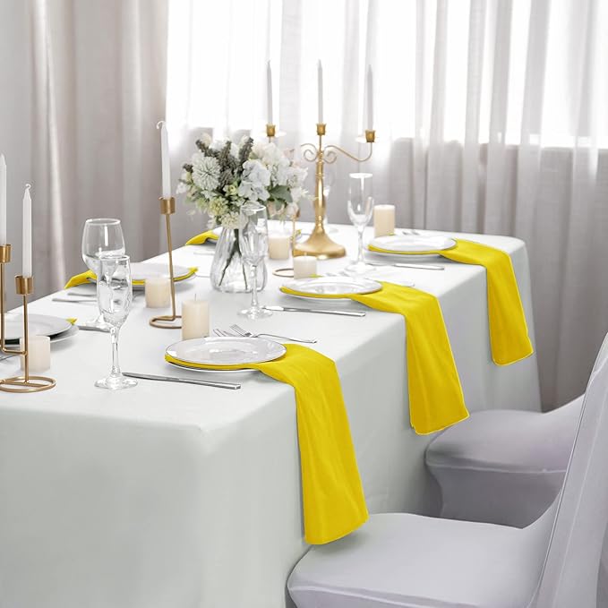 25pcs Polyester Cloth Napkins - 20 x 20 inch Yellow Washable Dinner Napkins with Hemmed Edges for Restaurant/Wedding/Hotel(25,Yellow)