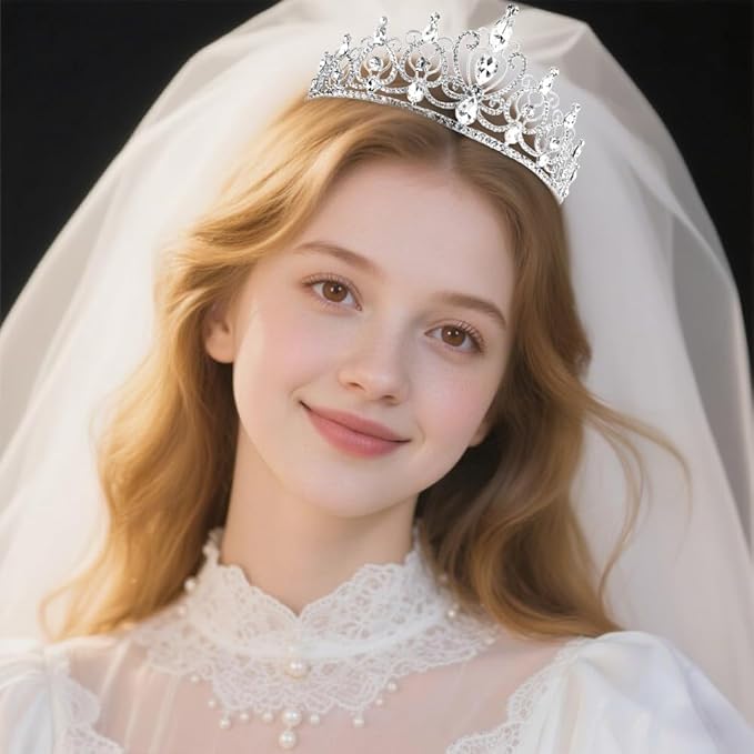 TODDER Silver Tiara for Women Girls Rhinestone Princess Queen Crowns Crystal Headband for Girls Wedding Hair Accessories for Bridal Birthday Party Prom Halloween Cosplay Holidays