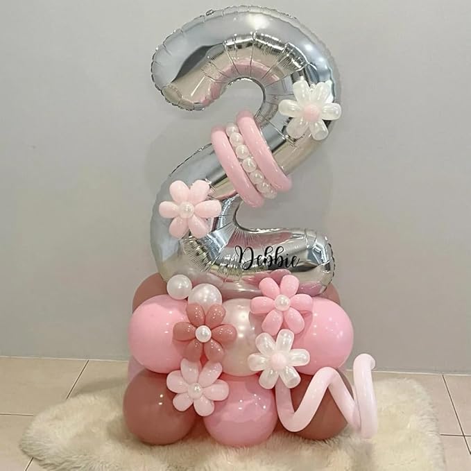 40 inch Silver Number Balloon Giant Foil Helium Balloons Silver Number 2 Balloon for 2nd Birthday Party Anniversary Decorations Supplies