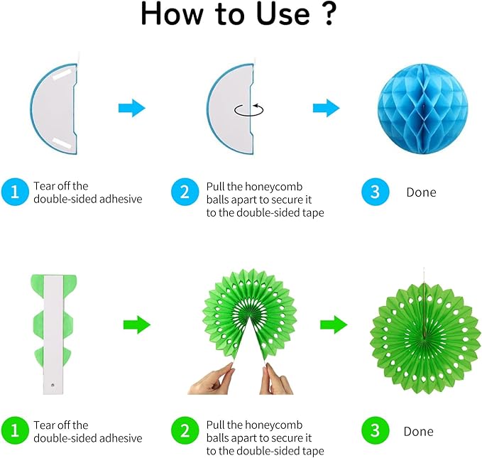 Birthday Decorations Colorful Happy Birthday Banner Paper Fans Honeycomb Balls Hanging Swirl Stars Triangles Dots Garland Cupcake Toppers Party Decorations for Women Men