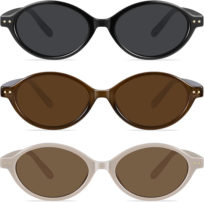 GRFISIA Retro Oval Sunglasses Womens Small Trendy Sun Glasses Sunnies UV400 Protection