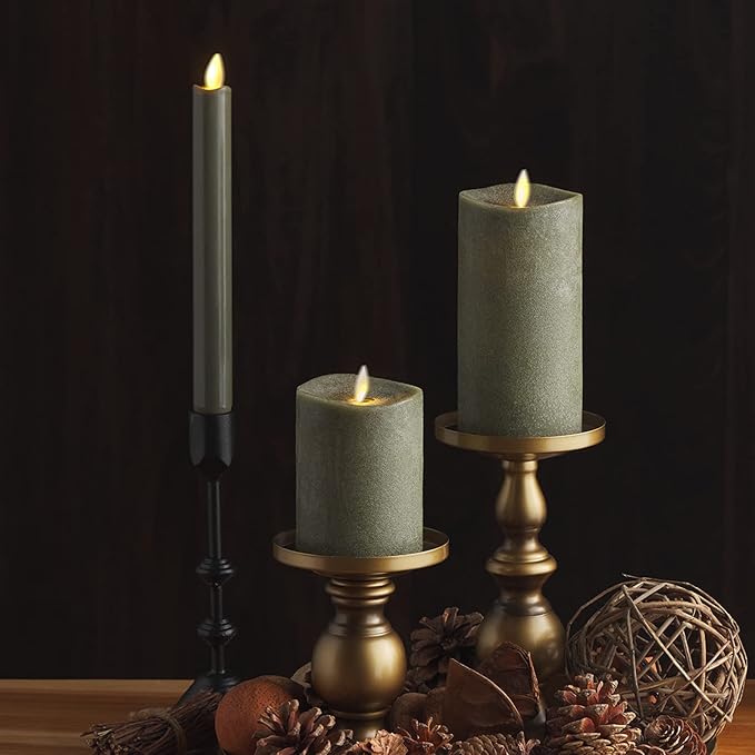 Luminara - Flameless LED Battery Operated Flickering Pillar Candles - Stone Grey - Pack of 1-3x6.5 - Realistic Moving Flame Real Wax Indoor/Outdoor
