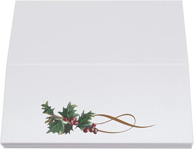 Christmas and Holiday Holly Swirl Place Cards, Set of 60, Pre-cut and Scored - Wedding, Party, Dinner, and Special Events - Made in the USA