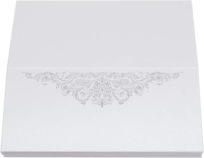 Paisley Place Cards, Silver (Choose Color), Set of 25, Pre-cut and Scored - Wedding, Party, Dinner, and Special Events - Made in the USA