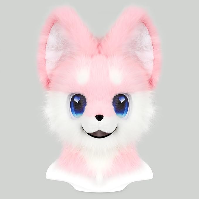 Animal Full Head Dog Mask Fursuit Therian Plush Realistic Masks for Party Halloween Cosplay Costume Accessory
