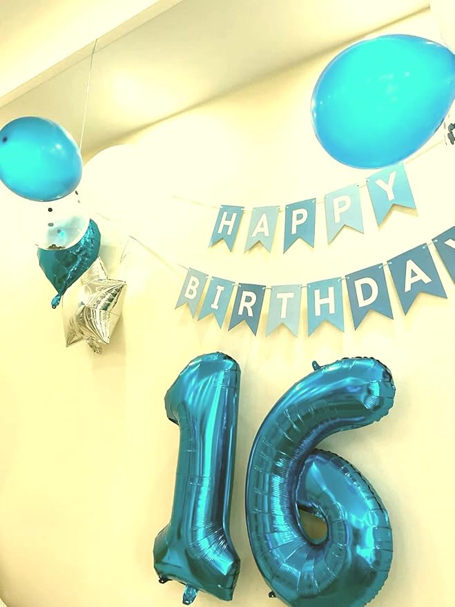 2026 Blue 40 Inch Mylar Foil Number 6 Balloon, Birthday Balloons for 6 16 Boy Girl Party Decorations Supplies,Blue Big Helium Balloon Numbers for 26 36 46 60 Men Women Anniversary