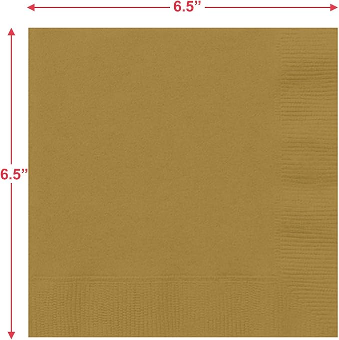 Solid Gold Colored Paper Dinner Plates and Luncheon Napkins, Gold Party Supplies and Table Decorations (Serves 16)