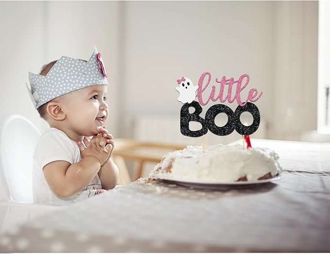 Little-Pink Boo Cake Topper Happy Day Ghost Picks Baby Shower Supplies Pink Ghost