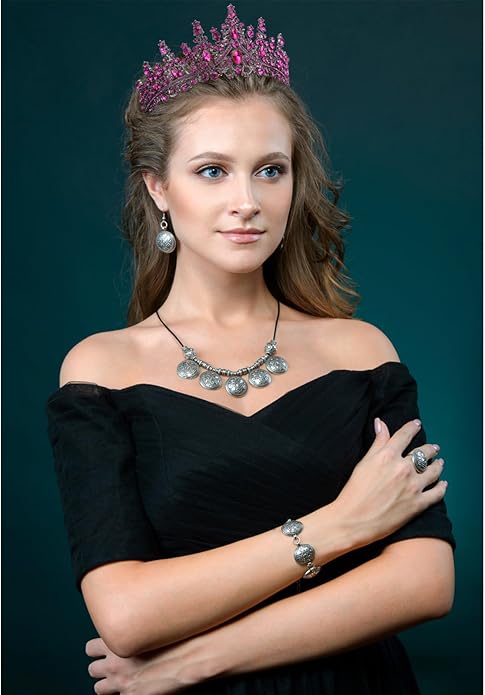 VELSCRUN Birthday Tiara Crowns for Women Girls Crystal Birthday Girl Headband Sash Elegant Princess Crown Happy Birth Party Decorations Women Sisters Birth Gift Hair Accessories