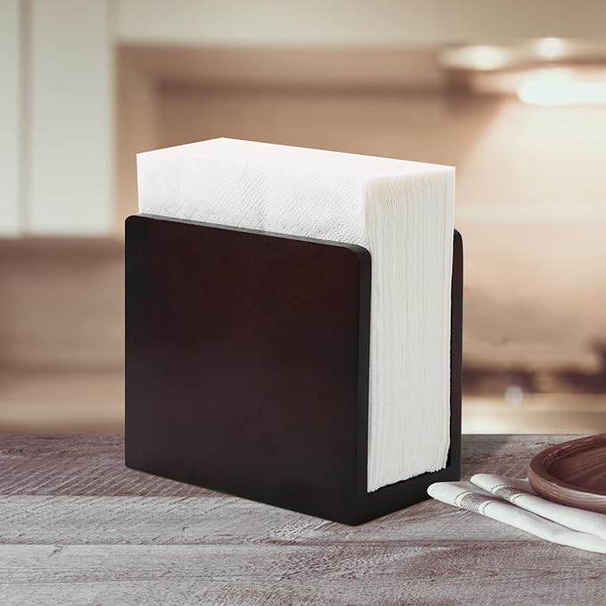 Bamboo Vertical Napkin Holder - Natural Wood, Strong and Waterproof for Table, Kitchen and Countertops