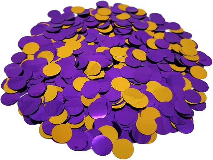 Purple and Gold Foil Confetti, Round Dots Foil Glitter Table Confetti, Sparkling for Birthday Wedding Party Decoration (1.5 cm, 1.76 OZ)