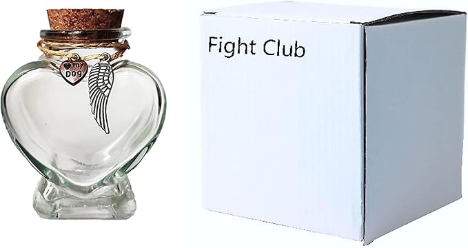 Fight Club Memorial Bottle for pet Hair,Pet Fur Memorial Fur Keepsake,Dog cat Keepsake Fur, pet Memorial urn (Dog)