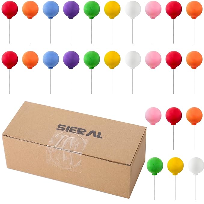 Sieral 40 Pcs Mini Balloon Cake Toppers Colorful Rainbow Cake Topper Round Clay Balls Cupcake Toppers for Birthday Baby Shower Wedding Party Decorations(Rainbow Color)