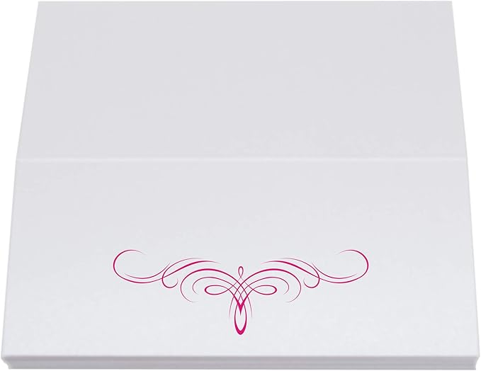 Decadent Flourish Place Cards, Fuschia (Choose Color), Set of 25, Pre-cut and Scored - Wedding, Party, Dinner, and Special Events - Made in the USA