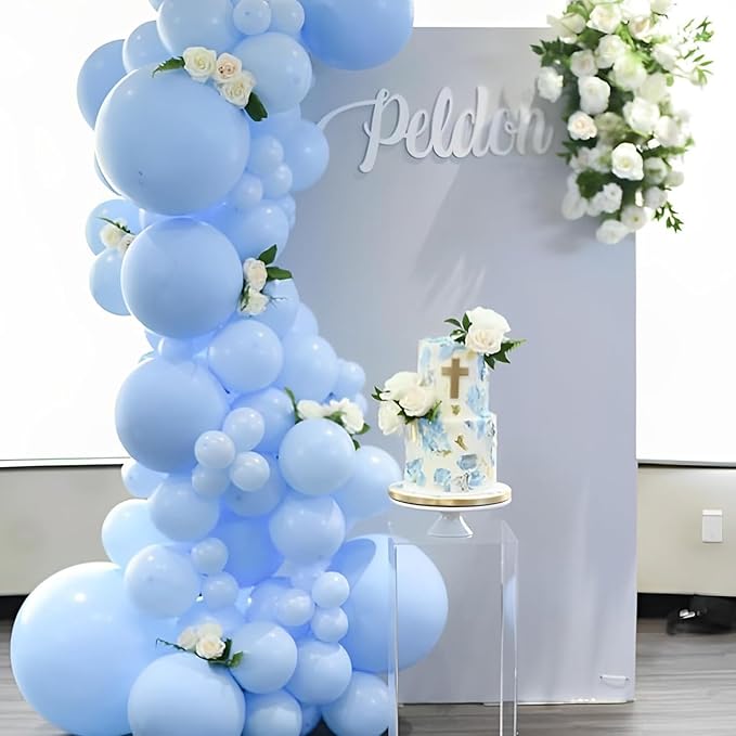 90pack Light Blue Balloons Different Size 18/12/10/5 Inch Baby Blue Balloon Garland Arch Kit for Boys Girls Birthday Party, Baby Shower, Wedding, Gender Reveal, Baby Shower Decorations