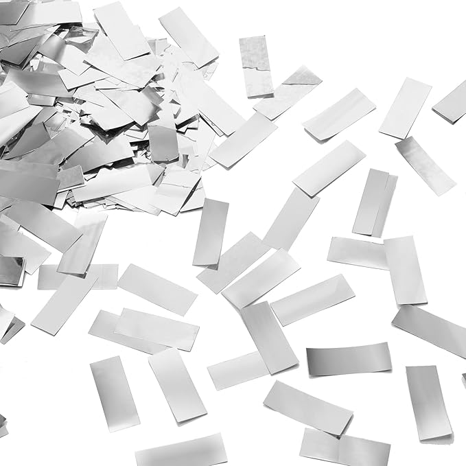 Sumind 200 Grams Gold Silver Large Metallic Confetti Rose Glitter Throwable Table Scatter Foil Confetti for Christmas Birthday Party Baby Shower Graduation Wedding Celebrations(Silver)