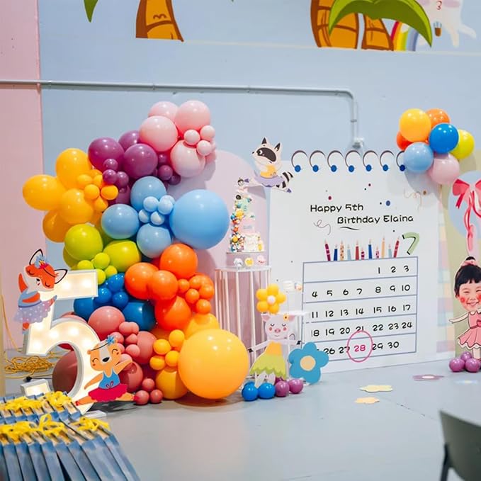 Teal Balloons Garland Arch Kit, 156Pcs Turquoise Blue Macaron Yellow Red Latex Balloon Different Sizes 18 12 10 5 Inch for Birthday Baby Bridal Shower Wedding Party Backdrop Decorations