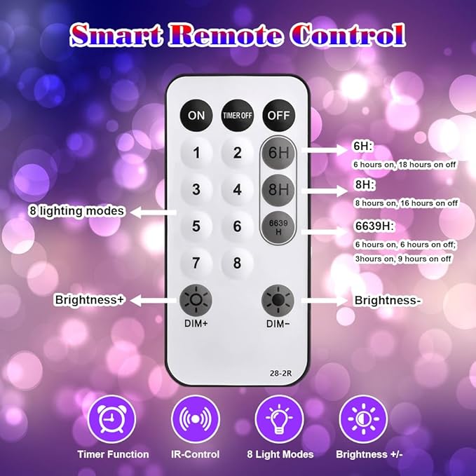 Red White and Blue String Lights, 4th of July Independence Day Lights Decoration, 300 LED 98ft, Waterproof with 8 Modes Plug in, Timer, Expandable, Memorial Day Patriotic Party Decor, Outdoor, Indoor