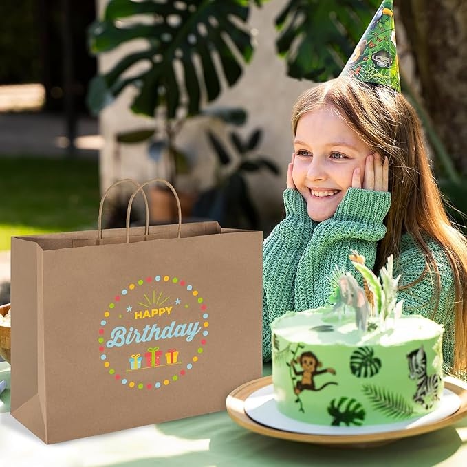 MESHA Gift Paper Bags 400 PACK 16x6x12" Brown Large Shopping Kraft Bags Bulk with Handles Reusable for Business,Grocery,Birthday,Wedding,Kids Party,Favors