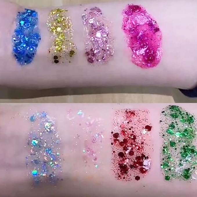 Silver Mardi Gras Out for Women Face Glitter Gel,Carnival Rave Accessories,Singer Concerts Body Glitter, Music Festival Hair Sequins Face Glitter Paint Makeup,50ML