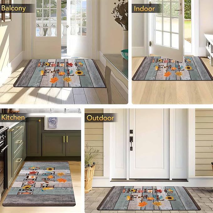 Fall Door Mat Hello Fall Doormat Welcome Mat Front Outdoor Autumn Harvest Vintage Doormats for Autumn Halloween Thanksgiving Farmhouse Decor, 24"x16"inch