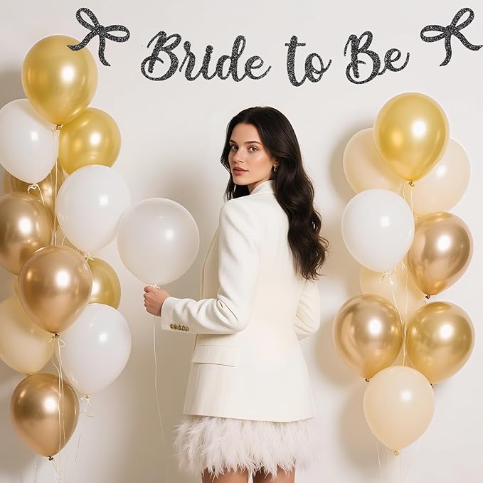 Bride to Be Banner, Black Bride to Be with Bow Glitter Bachelorette Bridal Party Banner BRIDE TO BE Sign for Black Bachelorette Bridal Shower Wedding Engagement Hen Party Decorations