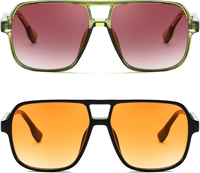 FEISEDY Retro Square Aviator Sunglasses Women Men 70s Vintage Trendy Plastic Frame Sun Glasses B4158