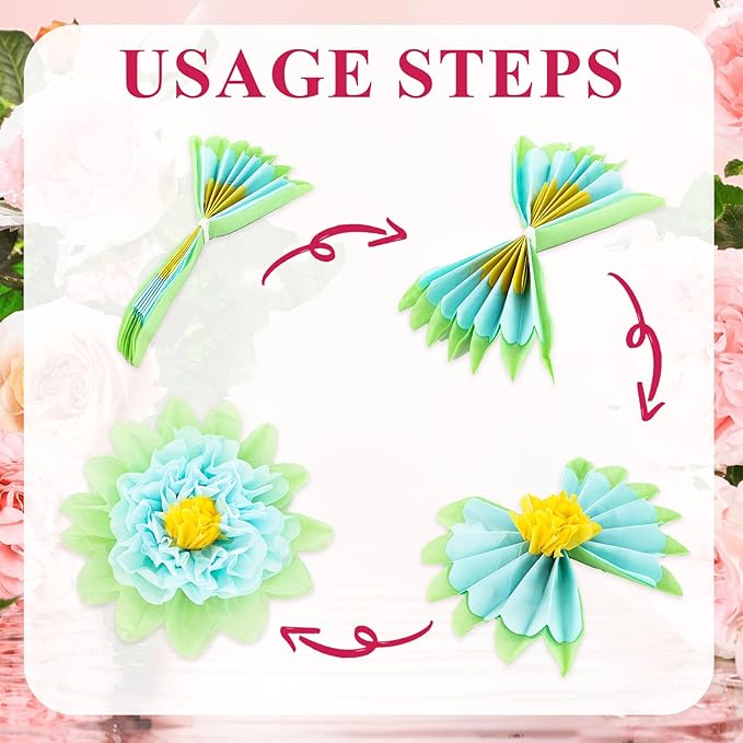 20 PCS Paper Flowers Decorations for Wall, 8 in Mexican Paper Flowers, Suitable for Wall Background Mexican Pompoms, Suitable for Carnival Crafts Birthday Party Decoration 5 Colors
