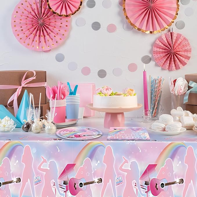 41Pcs Birthday Party Decorations,Music Lover Party Tableware Set, Include Singer Party Plates Napkins Tablecloth丨Singer Themed Party Girls Birthday Fans Celebration Party Supplies,Serves 20