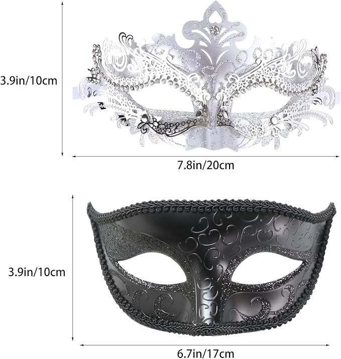 Coddsmz Couple Masquerade Mask Set - Venetian & Mardi Gras Mask for Women & Men