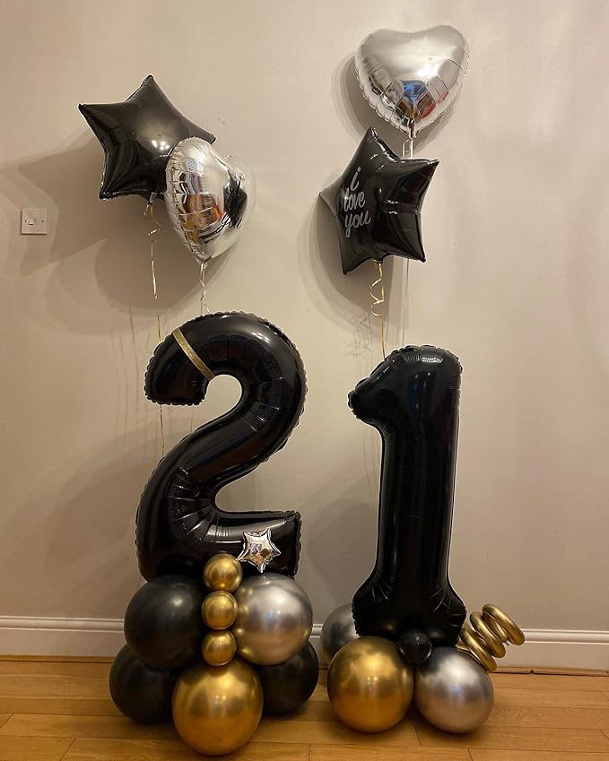 40 Inch Black 40 Number Balloons Giant Jumbo Huge 40 Foil Mylar Helium Number Digital Balloons Black Birthday Mylar Digital Balloons 40th Birthday Party 40th Anniversary Events Party Decorations