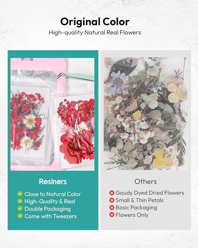 Dried Flowers, Resiners Pressed Flowers for Craft Real Natural Dried Flowers Kit for Scrapbook Supplies DIY Making Crafts Jewelry Resin Soap Candle Card Making (Cherry 174pcs)