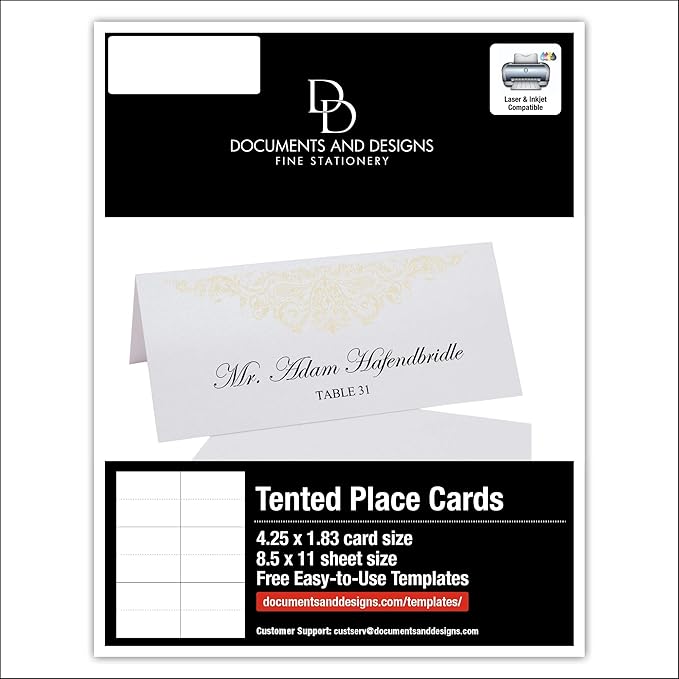 Paisley Printable Place Cards, Ivory (Choose Color), Set of 150 (25 Sheets), Laser & Inkjet Printers - Wedding, Party, Dinner, and Special Events - Made in the USA