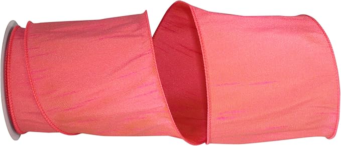 Reliant Ribbon 92975W-907-10F Dupioni Supreme Wired Edge Ribbon, 4 Inch X 10 Yards, Coral