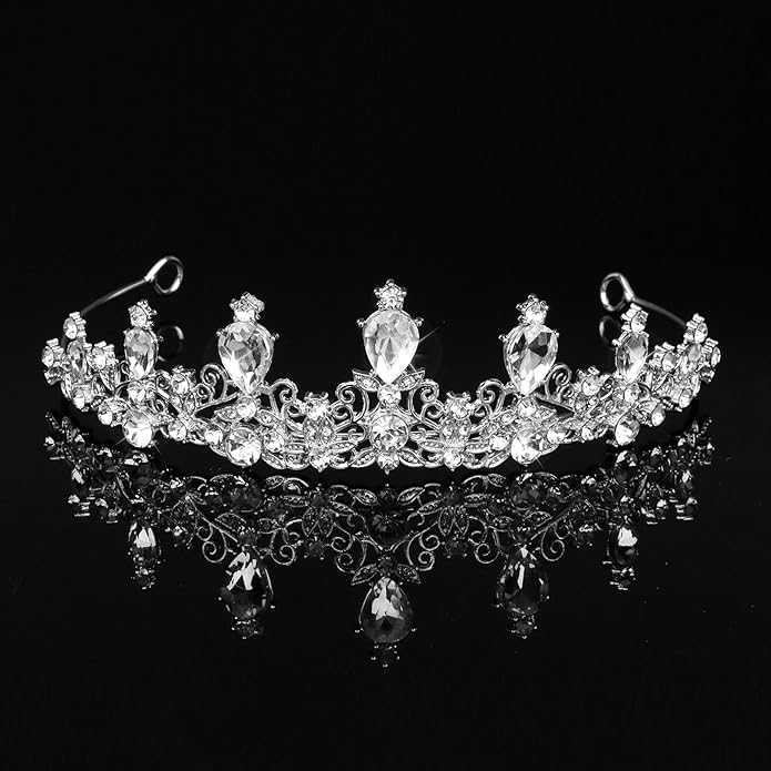 CURASA Tiara And Crown For Women Girls Sliver Princess Crowns Rhinestone Fairy Metal Headband Crystal Tiaras For Wedding Bridal Birthday Party Costume Prom Hair Accessories