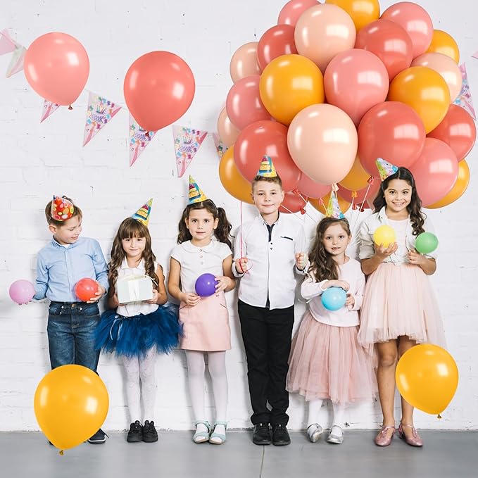 Pink and Yellow Balloons,12 Inch Retro Blush Pink Lemon Yellow Maca Orange Balloons for Girls Boho Birthday Bridal Shower Wedding Baby In Bloom Fall Party Decorations