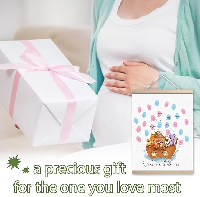 Baptism Gift, Gender Reveal Fingerprint Tree Canvas Guest Books, Gender Reveal Party Decorations Gifts Ideas, Baby Shower Party Supplies, Thumbprint Hanging Paintings(12x15in)