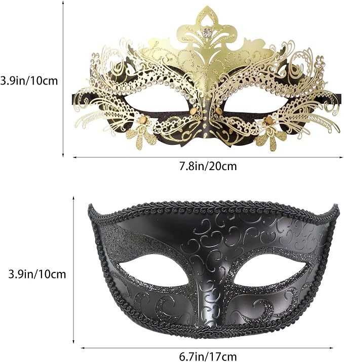 Coddsmz Couple Masquerade Mask Set - Venetian & Mardi Gras Mask for Women & Men