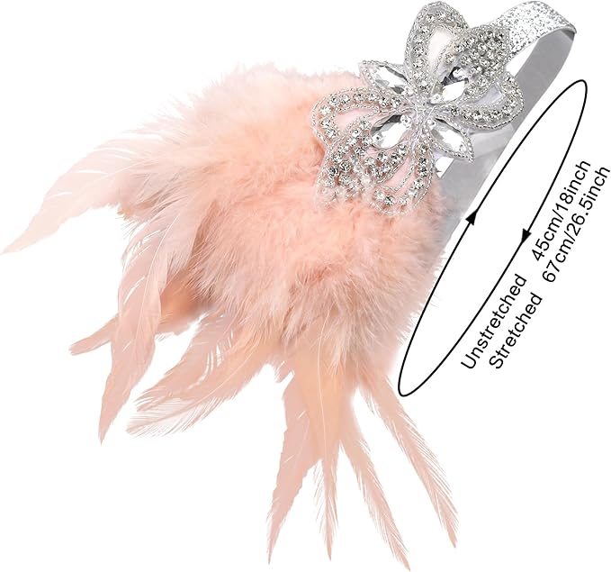 Women flapper feather headband for 1920s theme party Gatsby Headpiece for 20S Party