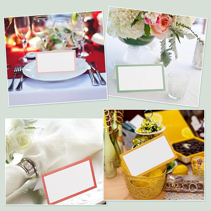 PATIKIL 50Pcs Table Place Cards, 3.5 x 2 Inches Blank Name Place Cards for Table Setting Wedding Reception Buffet, Green