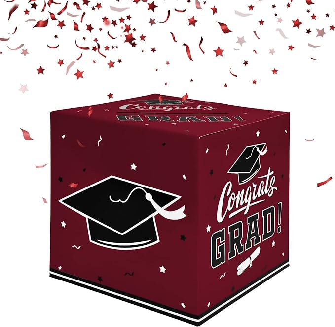 Gatherfun Graduation Party Favors Gift Decor Card Box Supplies Maroon