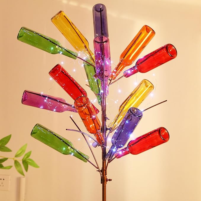 Rtteri 24 Pcs Decorative Colored Wine Bottles 375ml Empty Glass Bottles for Flowers Wedding Decor Centerpiece Christmas Party Favor DIY Crafts (Multicolor)