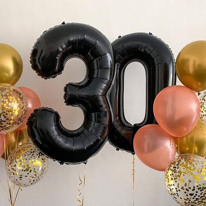 40 Inch Black 30 Number Balloons Giant Jumbo Huge 30 Foil Mylar Helium Number Digital Balloons Black Birthday Mylar Digital Balloons Dirty 30th Birthday Party 30th Anniversary Events Party Decorations