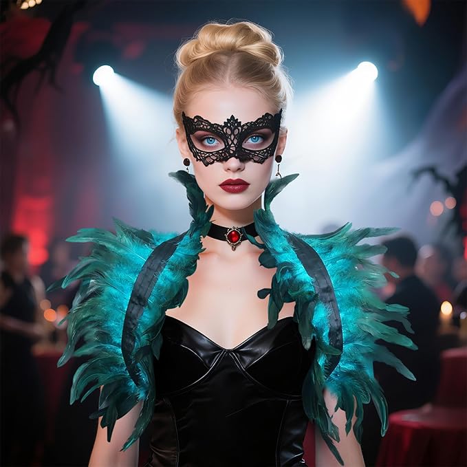 Gothic Natural Feather Shrug Feather Shawl Wrap Cape Victorian Collar for Halloween Cosplay Party Costume Accessories